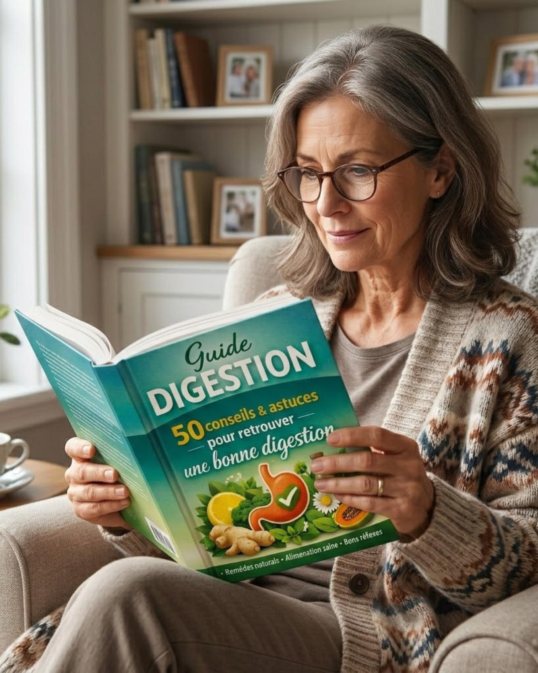 Femme en train de lire Guide Digestion PhytoQuant
